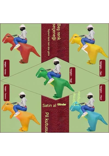 Unicomlifeerp Dinoşarj Kıyafetleri Çocuk Ve Yetişkin Aile Spor Etkinliği Kukla Yürüyüş Kostümleri Cadılar Bayramı Çocuk Gösteri Kostümleri Sarı 4-6