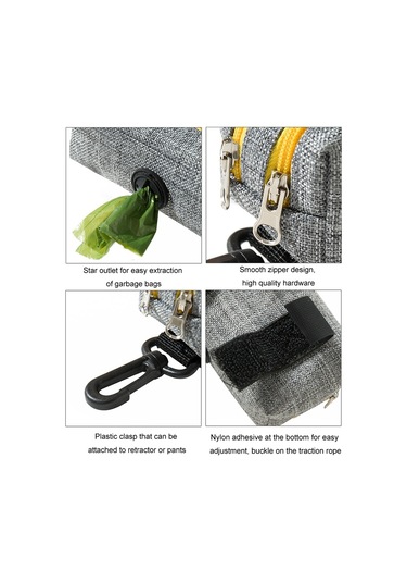 Açık Pet Atık Torbası Köpek Kakası Toplama Çantası Gri Yeşil Çift Fermuarlı