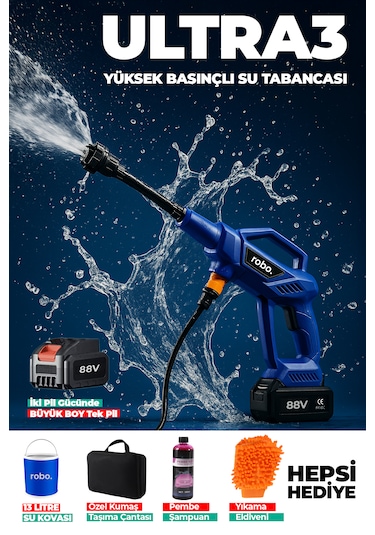 Robo Ultra 3 Kovalı Pembe Köpük Yüksek Basınçlı Yıkama Makinesi
