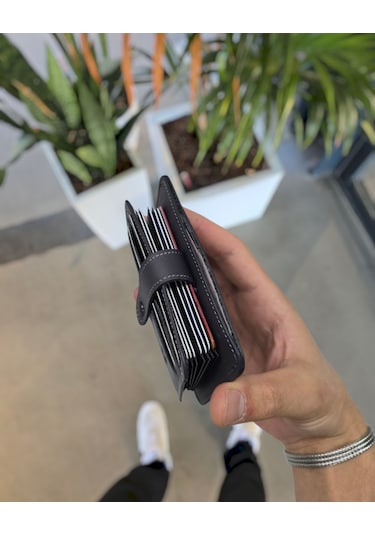 Visso 8600 Hakiki Deri Erkek Kadın Kartlık Çanta Gri Renk