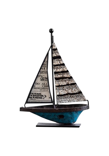 Suntek Yelkenli Tekne Dekor El Sanatları Metal Gemi 11,5x4x16cm