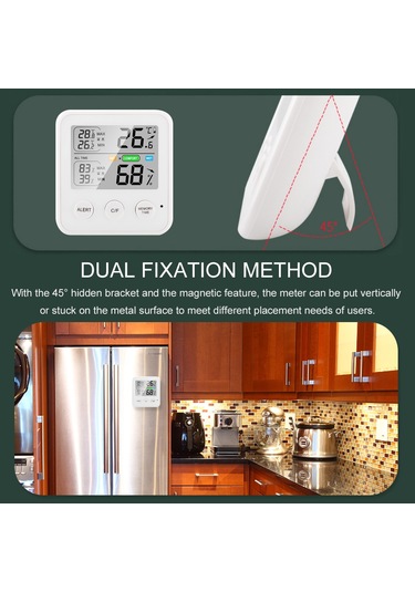 Springsun Yüksek Hassas Manyetik Termo-higrometre, Lcd Ekran, / Geçiş, 24s Max/min Kayıt, Konfor Hatırlatmalı, Beyaz