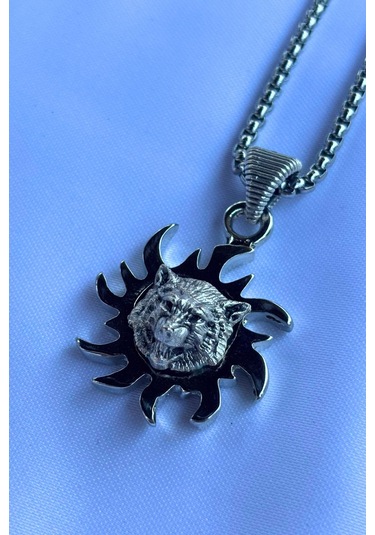 Kurt Biohazard El İşçiliği Paslanmaz Çelik Zincir Erkek Kolye Gümüş