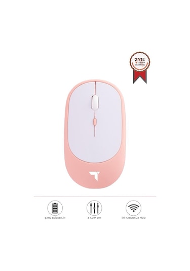 Torima Tm-16 Pembe Kablosuz Çift Modlu Sessiz Mouse Fare 001