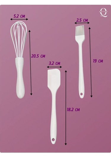 Q-kitchen 3 Parçalı Silikon Mutfak Spatulası Seti 447344104 Beyaz