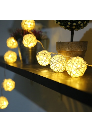 20 Led Rattan Topları Işıklar Peri Tatil Noel Dış Mekan Led Dekoratif Lamba, Stil: 4m Stil Kahve + Beyaz Diğer