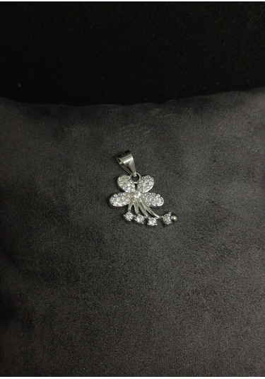 Çiçek Ve Taş Detaylı Gümüş Takı Seti - Kolye Ucu, Küpe Ve Yüzük - Zarif Ve Işıltılı Tasarım Gümüş