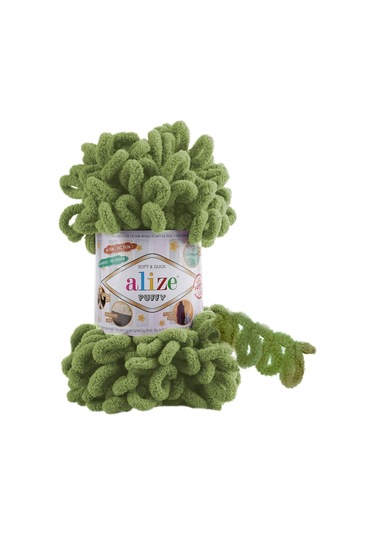 5 Adet Alize Puffy El Örgü Ipi Ipliği Renk Kodu 485 - Yeşil