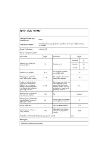 Bosch SMI4IKW50T Serie 4 Yarı Ankastre Bulaşık Makinesi