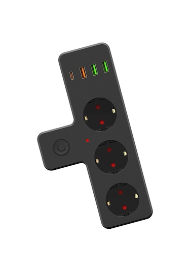 Zuidid Ftr-12 3'lü Termal Akım Korumalı Priz 3 Usb + 1 Type-c 20w