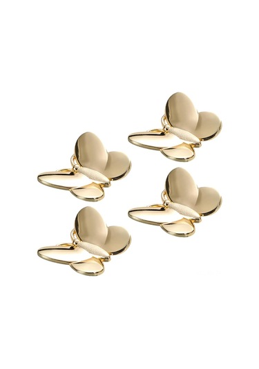 Youmex Altın Renkli Çinko Alyüminyum Kelebek Desenli Tek Delikli Puller 4 Adet - Mutfak, Banyo, Dolap, Dekoratif Kapılar İçin