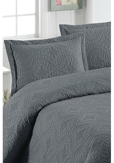 Ivy Antrasit Çift Kişilik Microfiber Kapitone Yatak Örtüsü