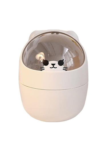 Gri Çöp Kutusu Karikatür Ayı Tasarımı Büyük Kapasiteli Şeffaf Kapaklı Çok Amaçlı Gıda Kalıntısı Depolama Kutusu A Gri