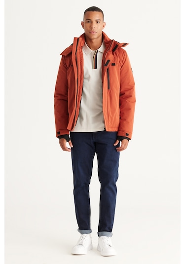 Ac&Co / Altınyıldız Classics Erkek Kıremıt Standart Fit Normal Kesim Kapüşonlu Mont Kıremıt Kiremit