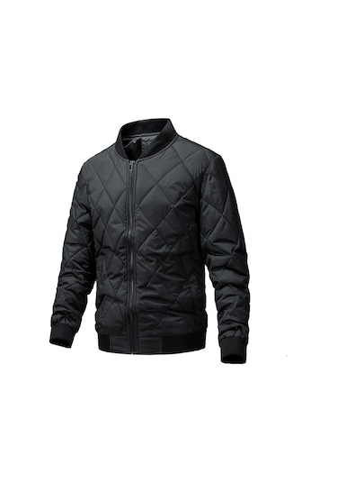 Kışlık Pamuklu Ceketler, Erkek Dik Yaka Fermuarlı Montlar, Günlük Ceketler, Erkek Hırkaları, Erkek Giyim Lacivert