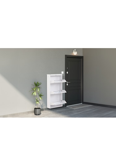 Arpelia Metal Ayakkabılık 3 Lü Beyaz