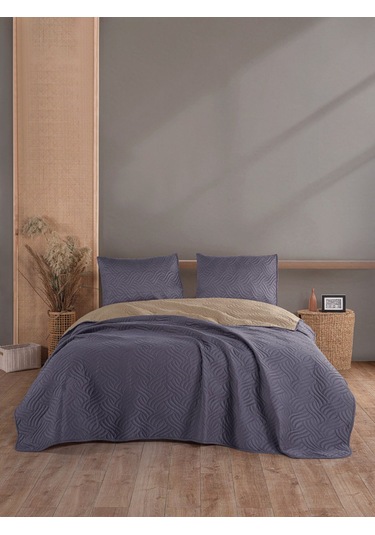 Colors & Colors Dora Çift Kiş. Yatak Örtüsü 220x230 Antrasit Bej Antrasit