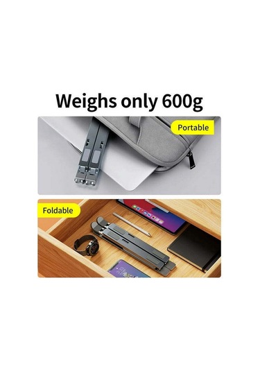 Mufunye Alüminyum Portatif Dizüstü Bilgisayar Tutucu, Ayarlandırabilir N8 Tablet Standı, Ergonomik Görünüm Açısı Sağlar - Gümüş