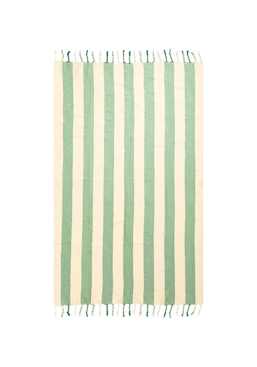 Mulberry Striped Peştemal Banyo Havlusu Plaj Havlusu Yeşil