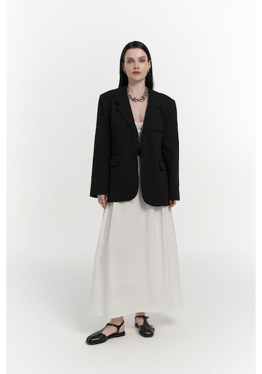 Mai Studios Co. Volda Yaka Detay Siyah Blazer Siyah