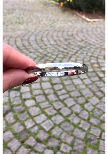 Çelik Gümüş Renk Kuyumcu Model Kelepçe Gümüş