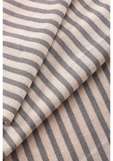 Gri Çizgili Keten Runner 40x150 Cm Diğer