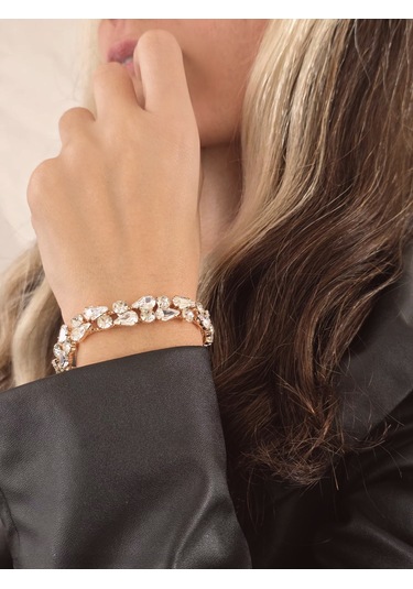 Eva Takı Store Geometrik Damla Çiçek Model Gold Renk Bileklik Altın