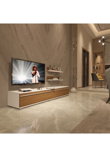 Decoraktiv Eko 4 Mdf Std Tv Ünitesi Tv Sehpası Beyaz - Ceviz