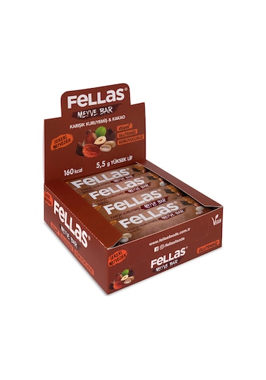 Fellas Karışık Kuruyemiş ve Kakao Meyve Bar 12 x 40 G