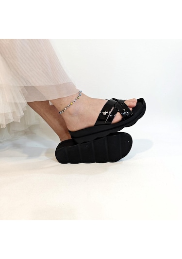 Pierre Cardin 7485 Siyah Rugan Bayan Terlik Siyah