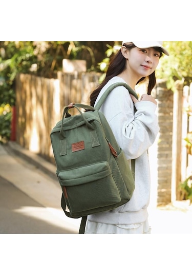 Siyah Kadife Kadın Sırt Çantası Okul Çantası Kız Öğrenci Seyahat Sırt Çantası Siyah