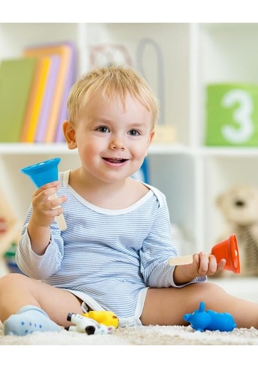 Temel Renkli El Zili Seti 8li Ritim Ve Perküsyon Aleti 10.5 Cm