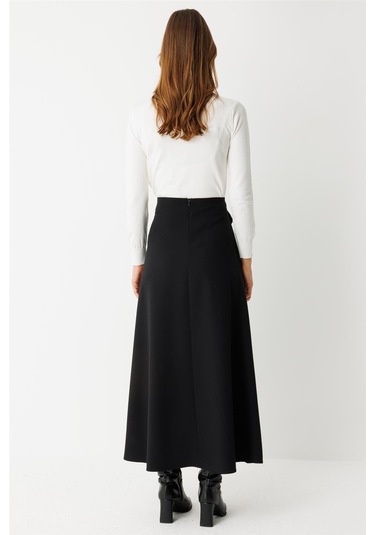 Toka Detaylı Anvelop Kapamalı Etek Siyah Siyah