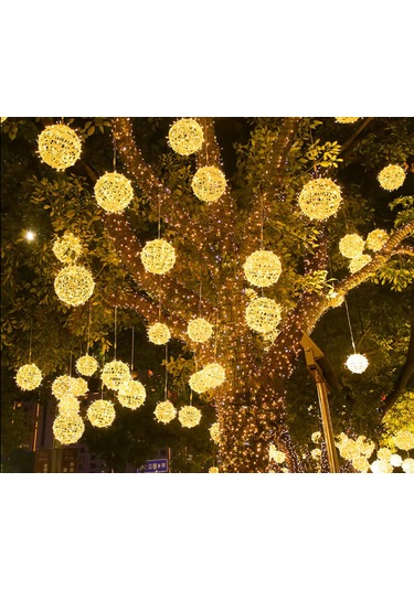 Sekizgen Led 25 Cm Sarkit Yilbaşi Küre Top Dekorati F Aydinlatma Diş Ve I Ç Mekan Uyumlu Gün Işığı