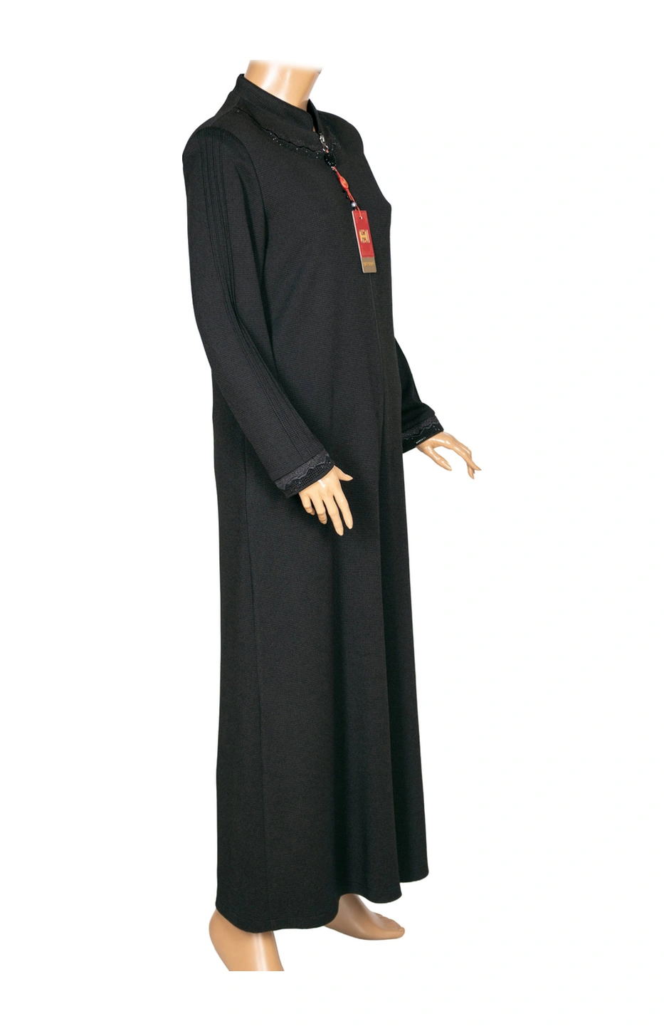 Hesna Kadın Efnan Büyük Beden Baharlık Boydan Siyah Pardesü Siyah