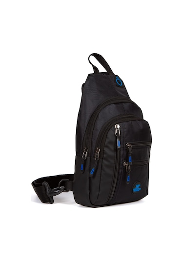 Newish Polo Erkek Kumaş Usb Kulaklık Çıkışlı Bodybag Göğüs Ve Omuz Çantası New172 - Siyah - Mavi