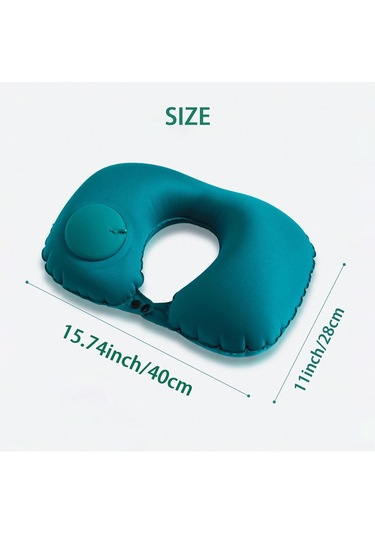 Ximistore9 Hızlı Şişirilebilir Floklu Seyahat Yastığı - Boyun Yorgunluğu Giderici, Mavi, Ofis/seyahat/uyku İçin Black