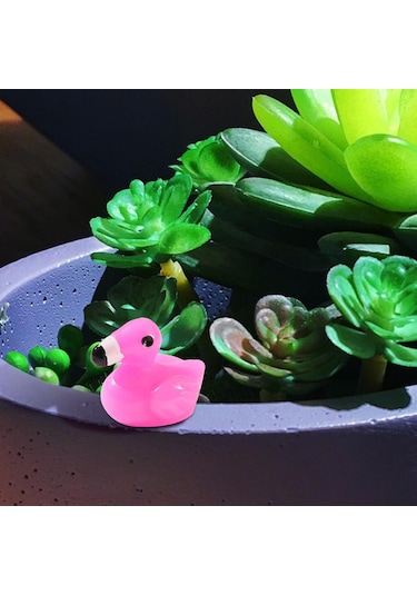 Suntek Mini Flamingo Heykelcik Peri Bahçe Dekorasyon Minik