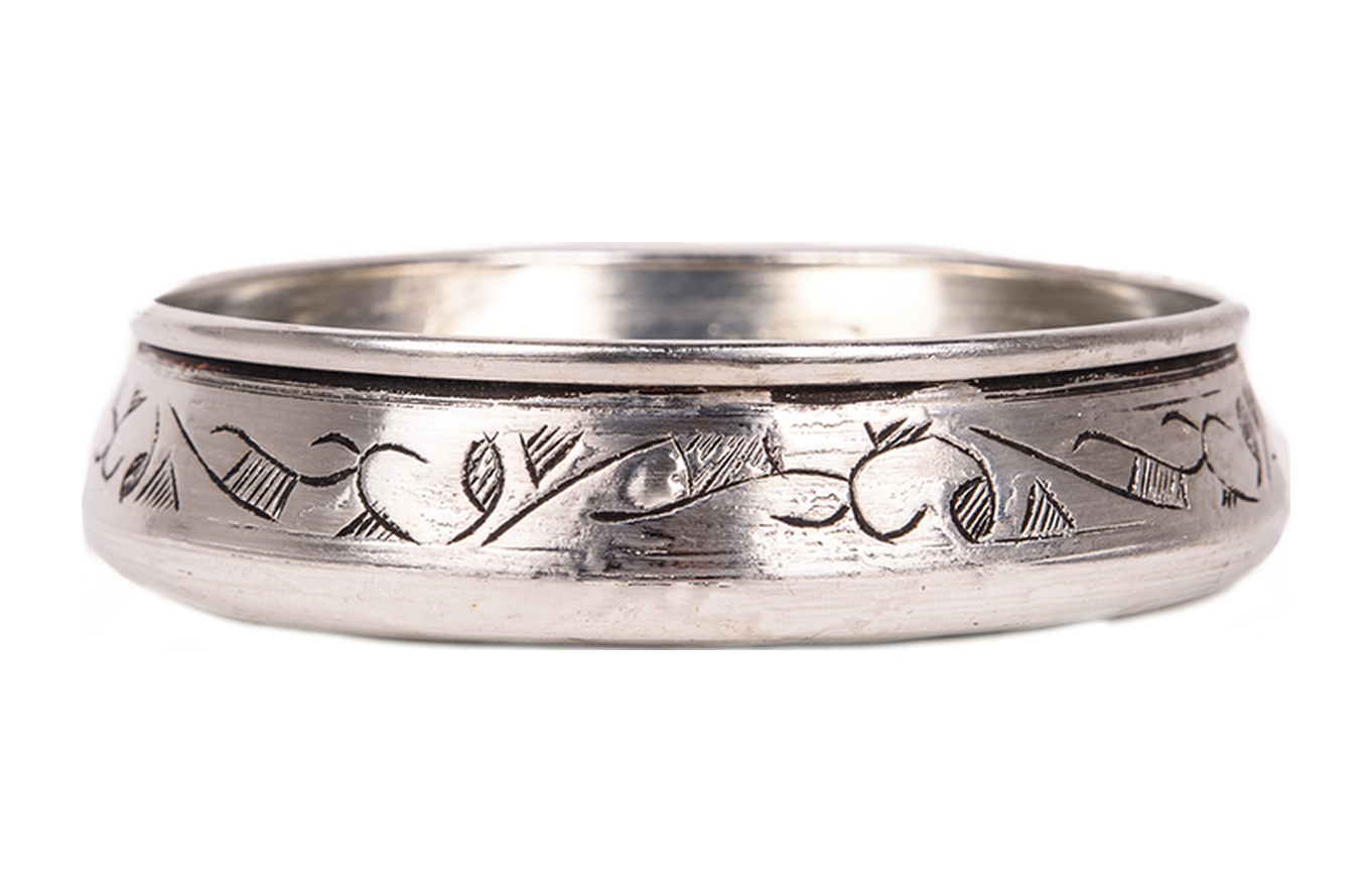 Dmt Gaziantep Bakırdan El İşlemeli Çerez Ve Kahvaltı Tabağı 2'li Seti Gümüş