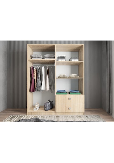 Point 4 Kapaklı Gardırop Dolap Meşe