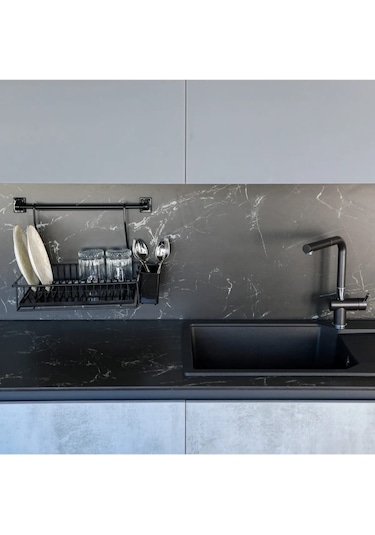 Hagen Ömür Boyu Paslanmaz Askılı Bulaşıklık Siyah