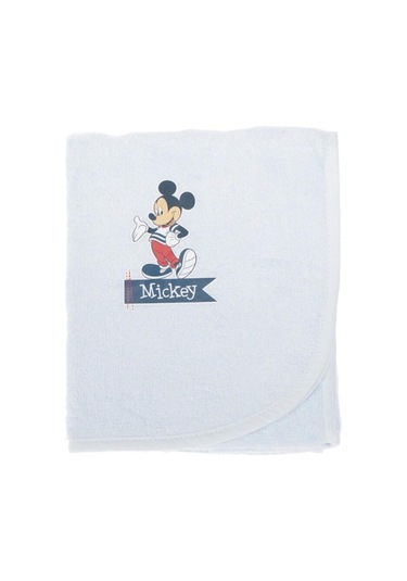 Özdilek Mickey Mouse Nakışlı Bambu Bebek Pelerin Mavi Lisanslı