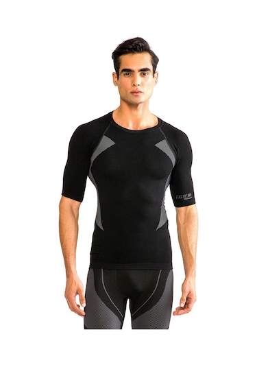 Thermoform Extreme Erkek Seamless Termal Kısa Kollu İçlik Seti Siyah Renkli