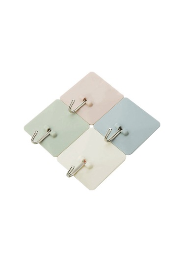 Xiyyadms Bej Kareli Delmezsiz Duvar Kanca - 5 Kg Yük Taşıma - Banyo/mutfak - Suya Dayanıklı Abs Ve Paslanmaz Çelik Diğer