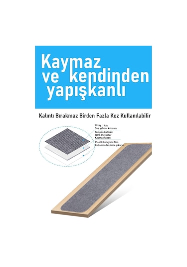 Halifleks Yapışkan Tabanlı Merdiven Basamak Paspası Rip Halı Kaymaz Tabanlı - Füme Null