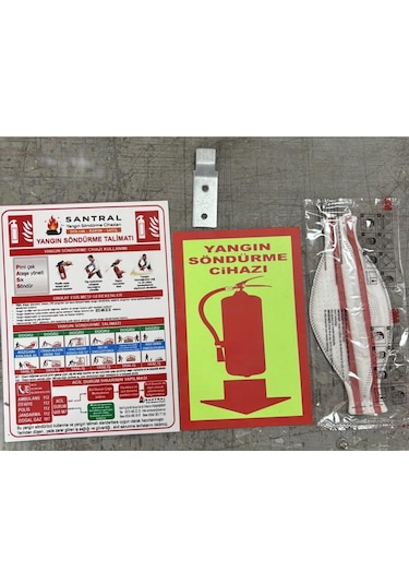 6 Kg Yangın Tüpü  Foam Köpüklü   Ysc Fosforlu Levha -talimat-asma Aparatı-3m Maske