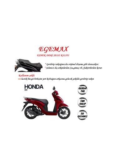 Egemax Honda Dio Esnek Sele Kılıfı Deri Su Geçirmez