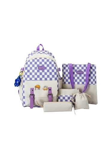 5'li Büyük Kapasiteli Sırt Çantası Seti Uı6c2r Mor