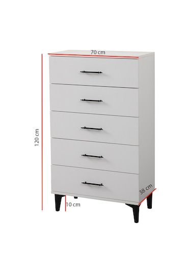 Şifonyer, Blesk 5 Çekmeceli Şifonyer Kahverengi Çok Renkli