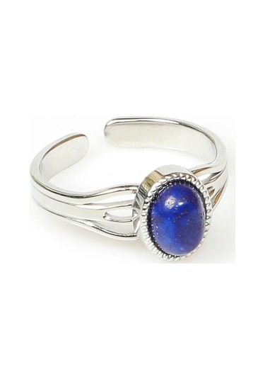 Lapis Lazuli Taşı Çelik Yüzük - Kararmaz Renkli